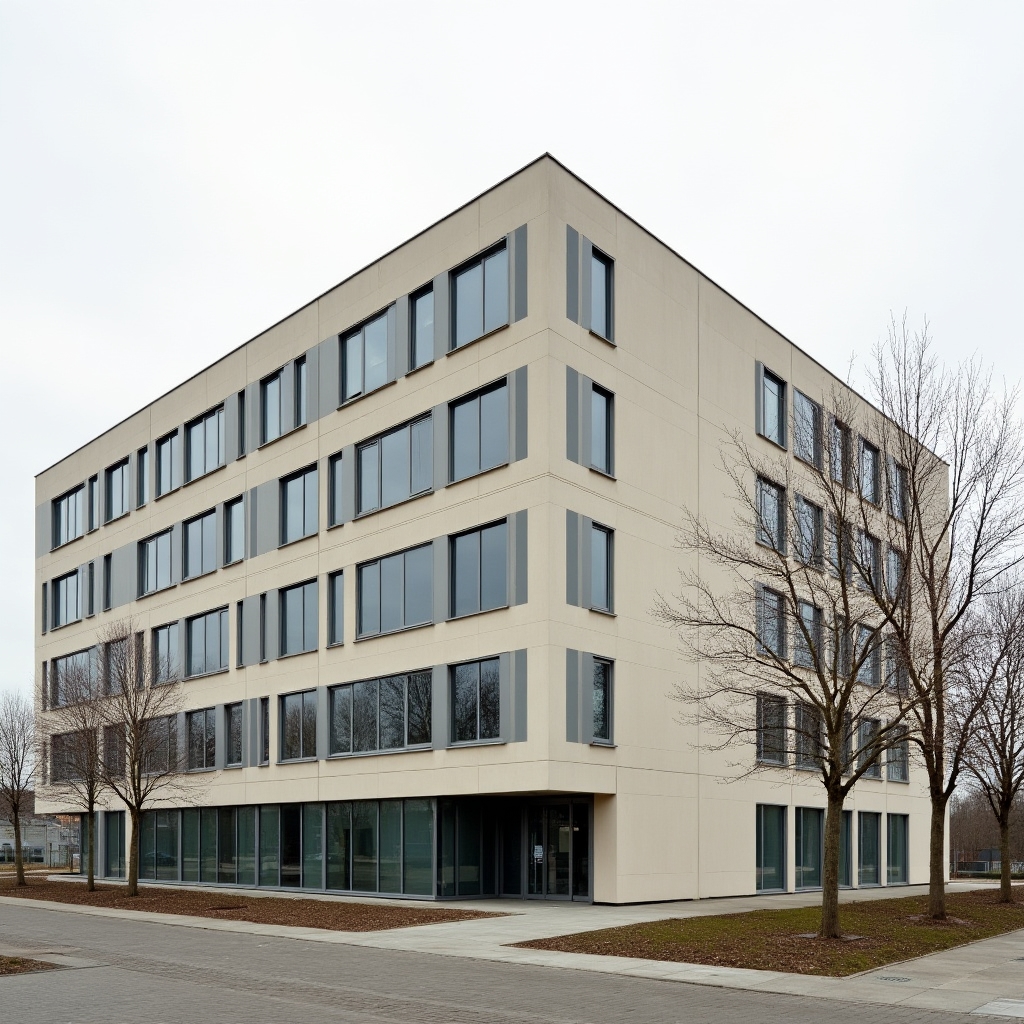 Außenansicht eines modernen Bürogebäudes mit großen Fensterfronten